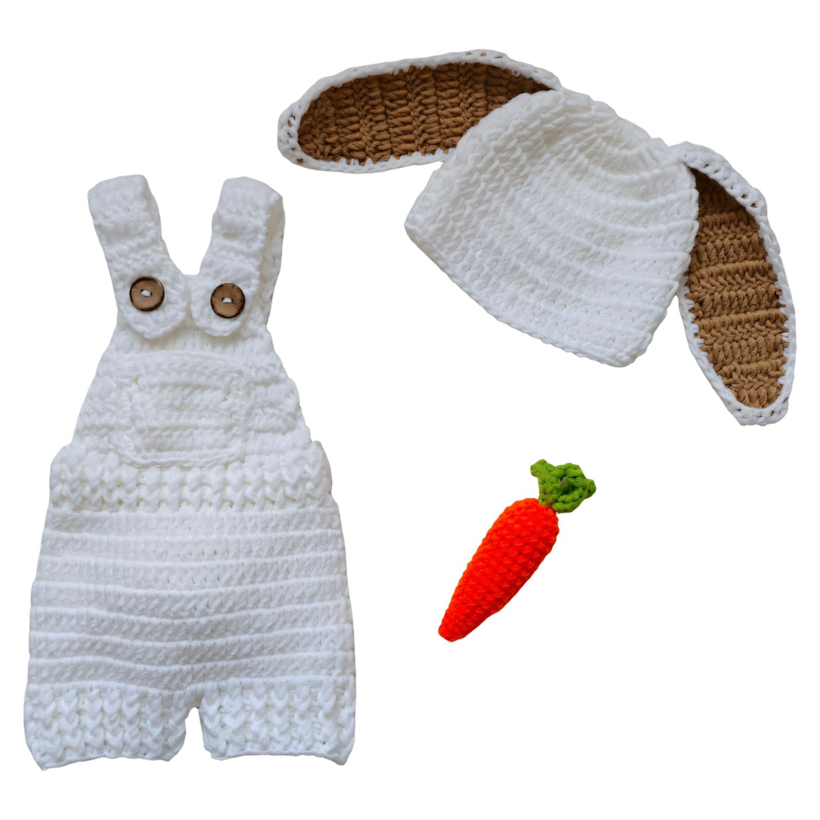 Ljmyy Costume Clothing Crochet Knitted Rabbits Theme Outfit Photo Clothes Photography Props for Boy Girl 0-1 Month