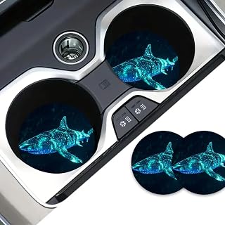 2-Pack Shark Car Cup Holders - 2.75" Deep Sea Aquarium Drink Coasters, Interior Decor & Gift Set, Christmas Car Accessories