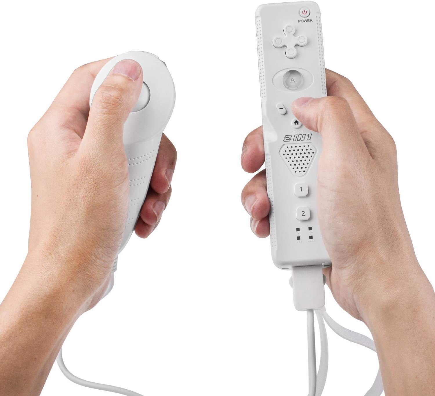 Wii Remote Controller (2 Sets) Include 2 Wii Remote and Build-in Motion Sensor Plus and 2 Nunchuck (2 in 1) (Renewed)