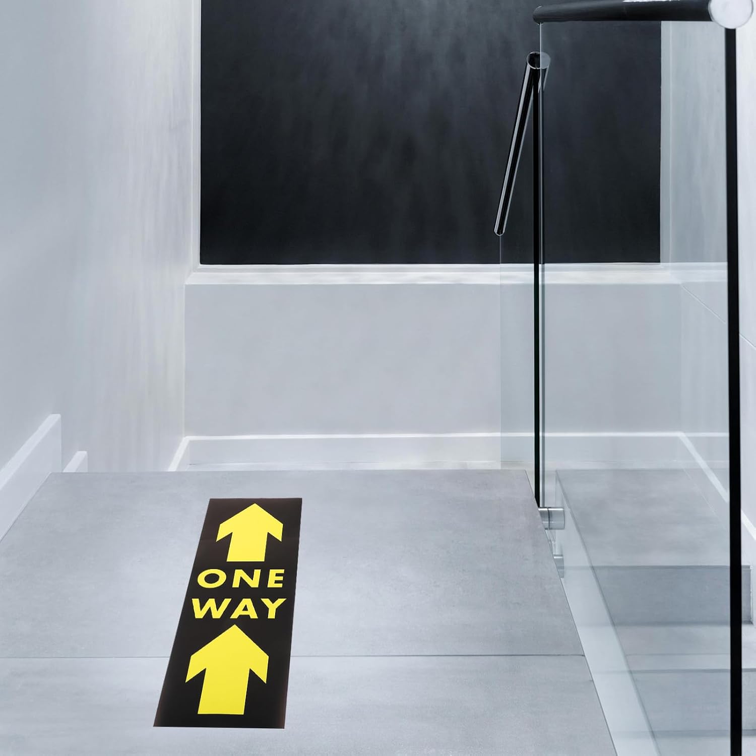 4pcs Adhesive One Way Floor Decals for Social Distancing Warning Markers Directional Arrow Eye-catching Safety Stickers for