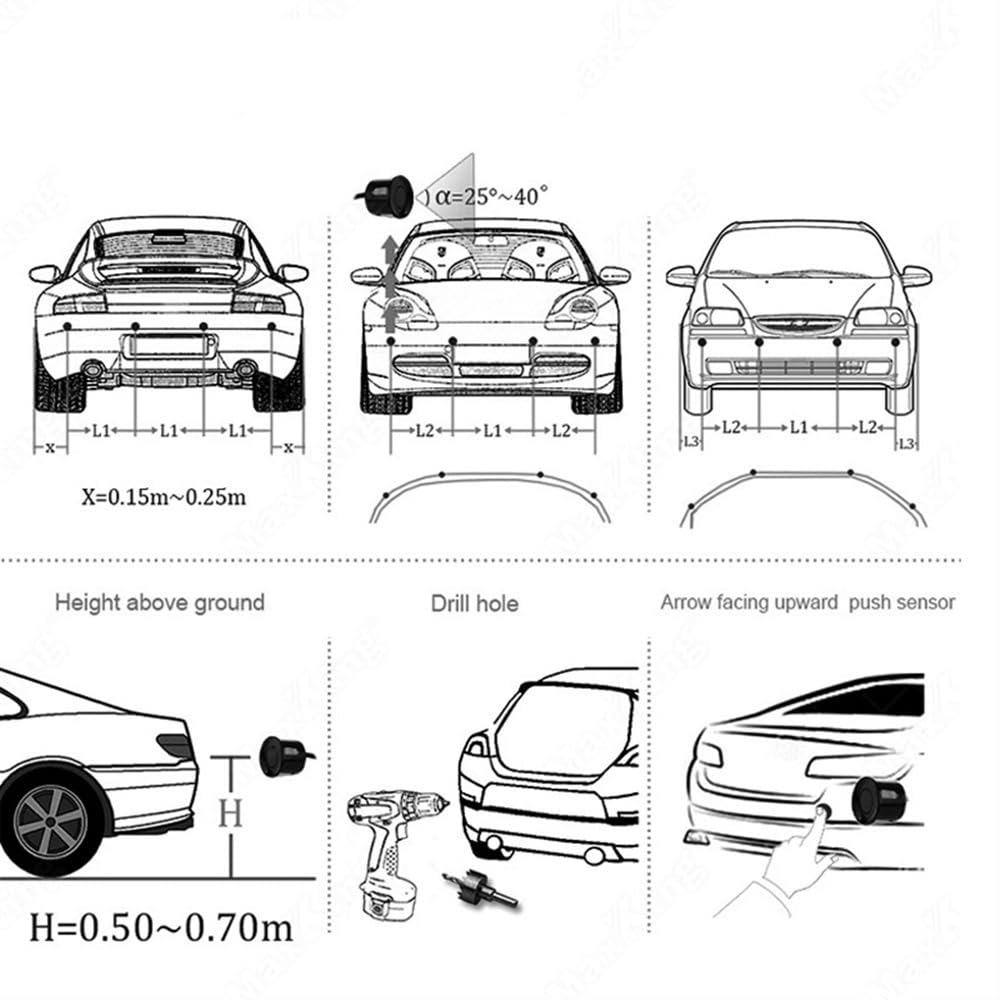 Sensor Aparcamiento Kit Radar Marcha atrás Coche, Sensor