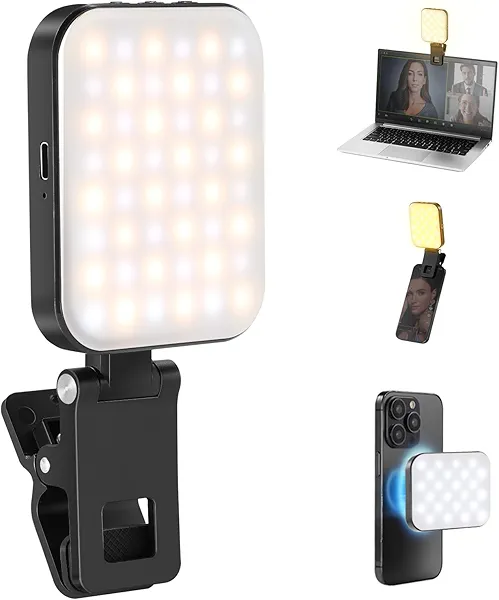 NEEWER BASICS Magnetic Selfie Light Compatible with MagSafe iPhone 16 15 Pro Max, Clip on Video Conference Lighting Fill Light for Computer Laptop Zoom Calls Live Streaming Outdoor Recording, BL48B