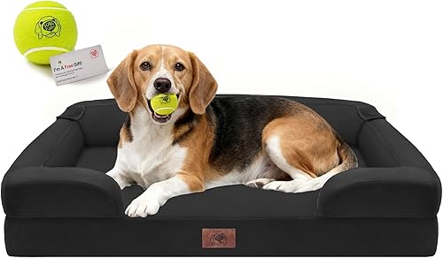 Miniatura 28 de Cama extra grande para perros, cama ortopédica XL de espuma viscoelástica lavable para perros grandes, sofá de mascotas impermeable con reposabrazos