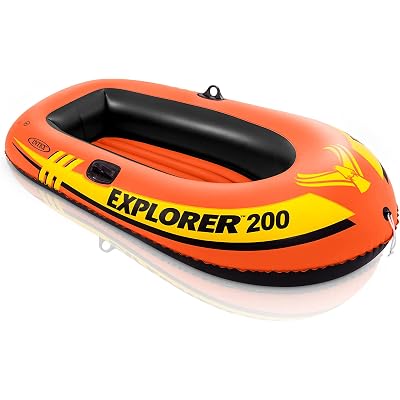 INTEX Explorer Inflatable Boat Series: Dual Air Chambers – Welded Oar Locks – Grab Handles – Bow Rope – Sporty Design