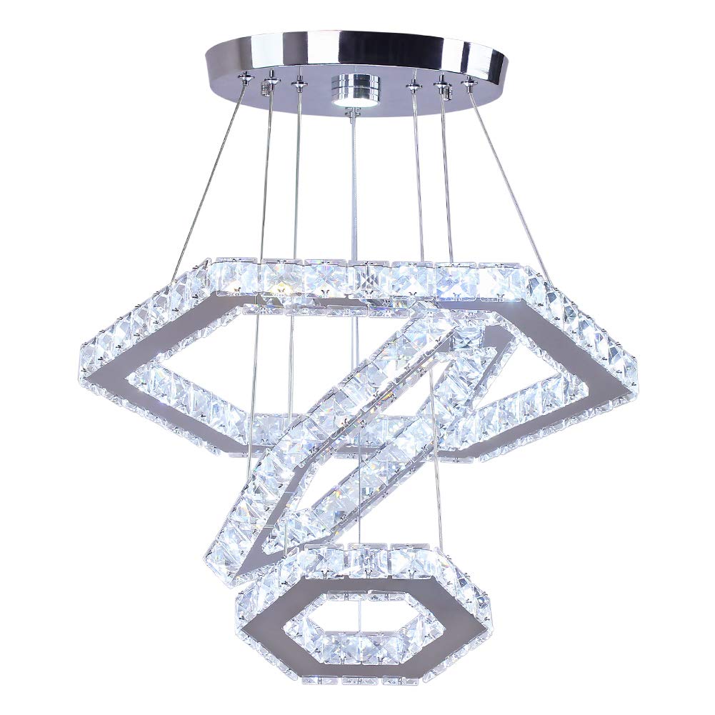 CainjiazhModern Crystal Chandeliers Big 3 Rings LED Ceiling Light