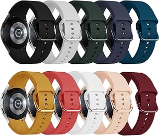 Arsfit 10 Pack Bands Compatible for Samsung Galaxy Watch 6 / Galaxy Watch 5 / Galaxy Watch 4 40mm 44mm / Galaxy Watch 4 Classic 42mm 46mm Watch 6 47mm 43mm Band, Silicone Strap with Colorful Buckle