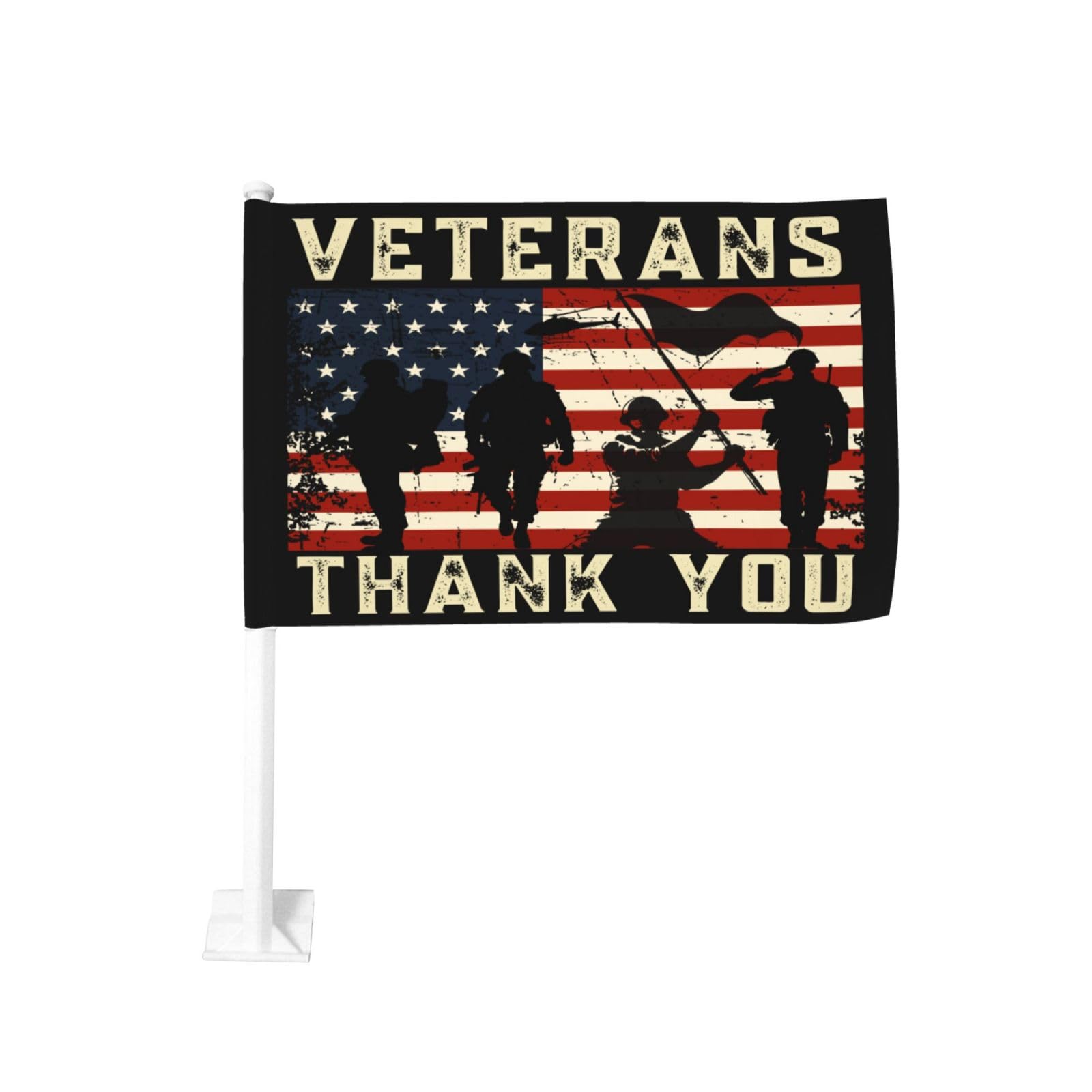 Thank You Veterans car Flag Veteran'S Day Patriotic Us Memorial Day vehicle flag Double-Sided Banner No Window Clip