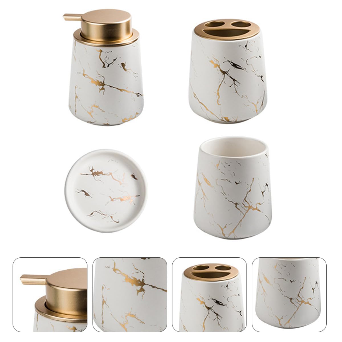 Homoyoyo Kit de Accesorios para Baño de Cerámica Soporte Cepillo de Dientes, Vaso para Pasta de Dientes y Jabónera, 1 Juego