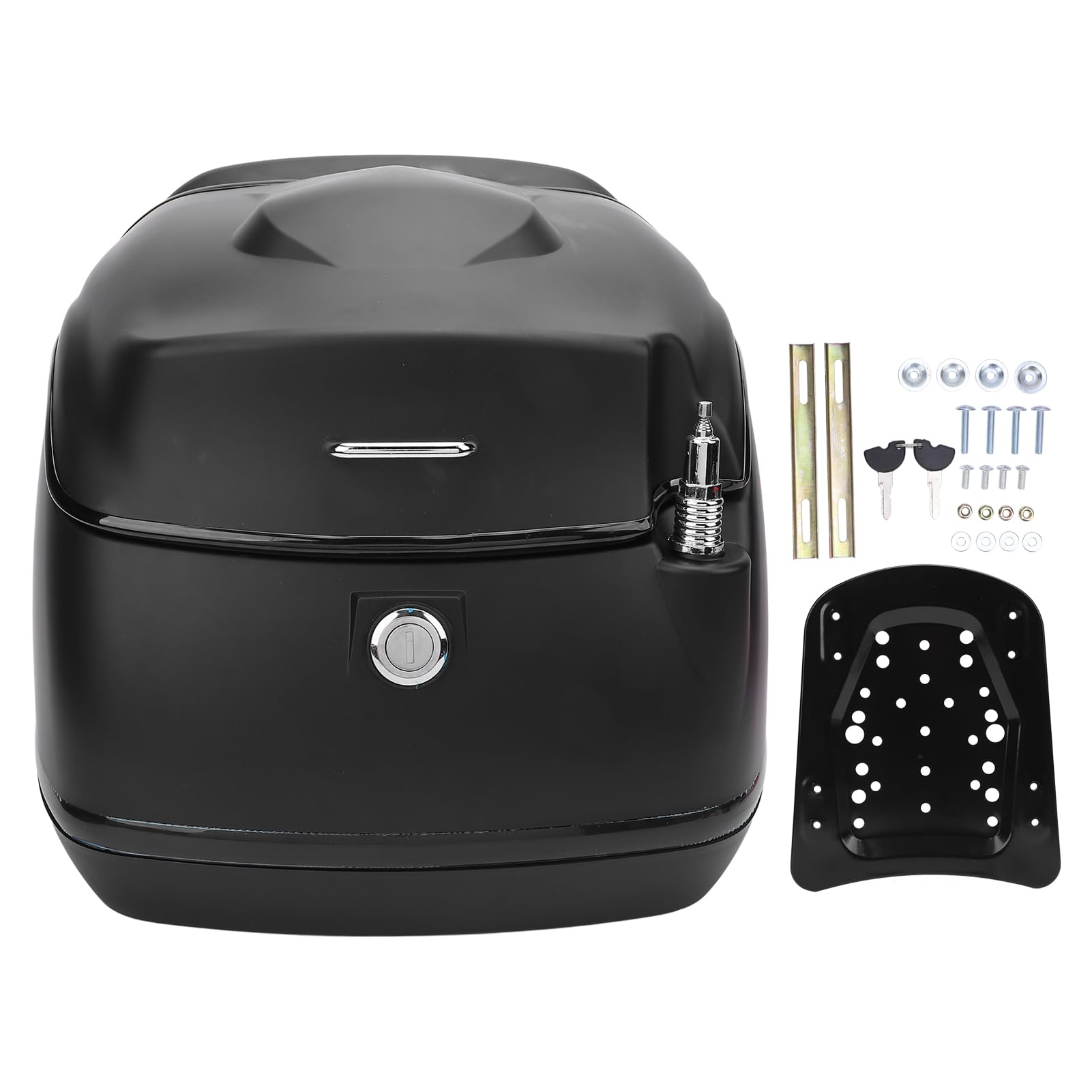 ANGGREK Baúl para Moto de 38L, Diseño Retro, Resistente Al Agua, Gran Capacidad para Moto y Patinete Eléctrico (Gold) (Gold) (Black)