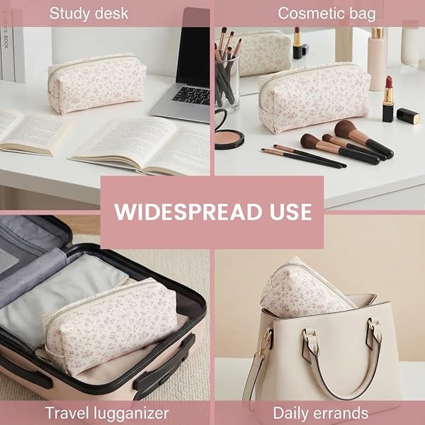 LAKPYN 1 Pièce Trousse Scolaire en Toile de Haute Qualité, Légère, Peut Être Utilisée comme Trousse de Maquillage, Convient aux Fille, aux College(Fleurs) - 5