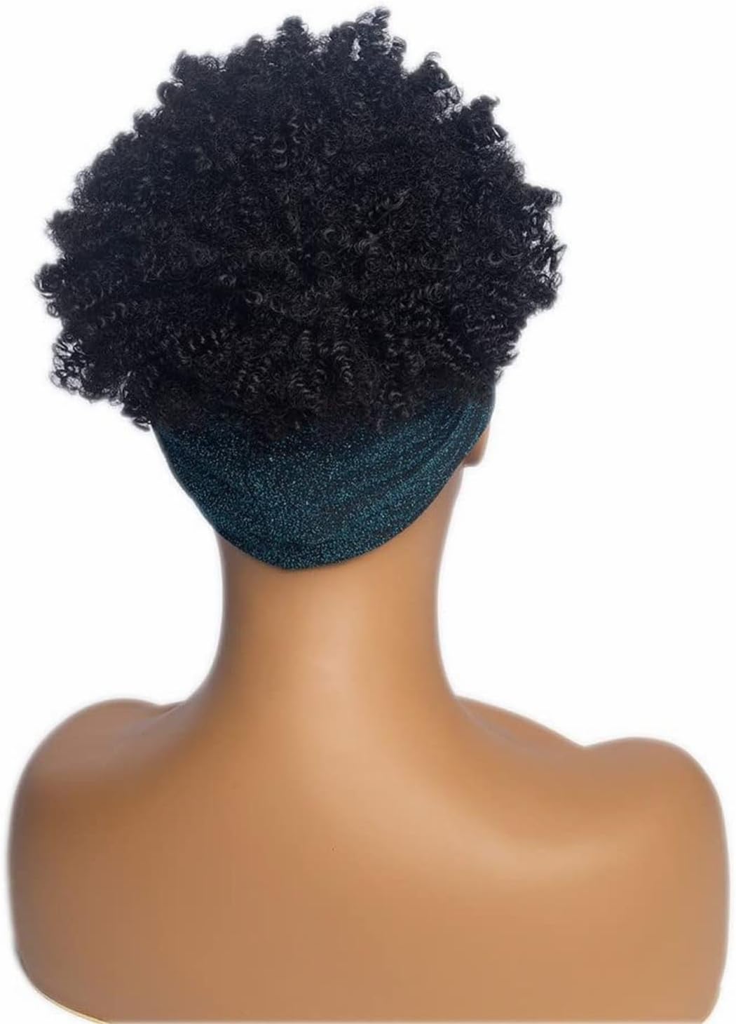Short Green Twist Crochet Braided Headband Afro Wig with Headband Attached Black Curly Wrap Wigs