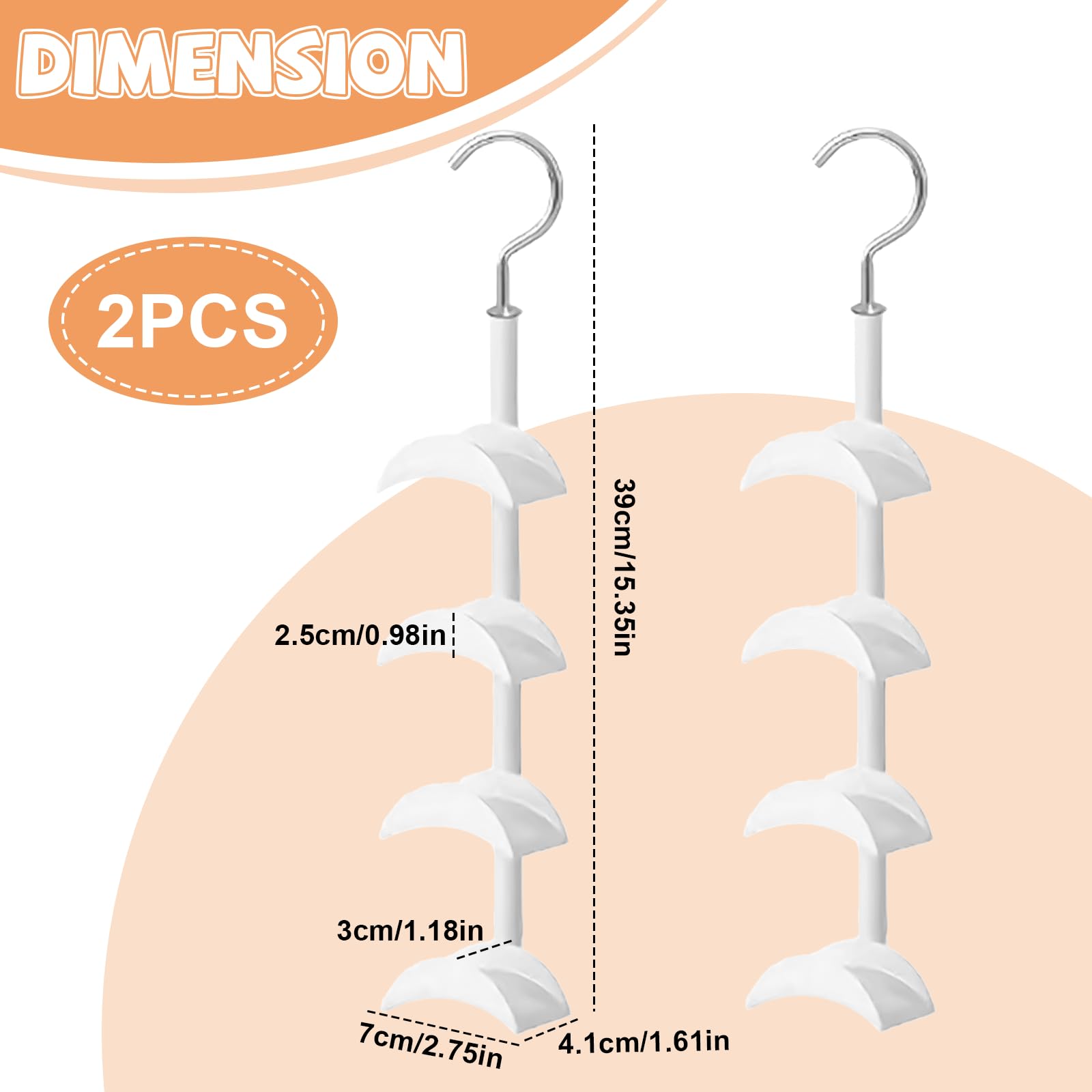 2 Pz Porta Borse da Armadio,Gancio Rotante a 360 Gradi da Appendere per Borsa,Organizer da Appendere per Borsa,Appendi Borse da Armadio per Cravatte, Sciarpe, Panni (Bianco)
