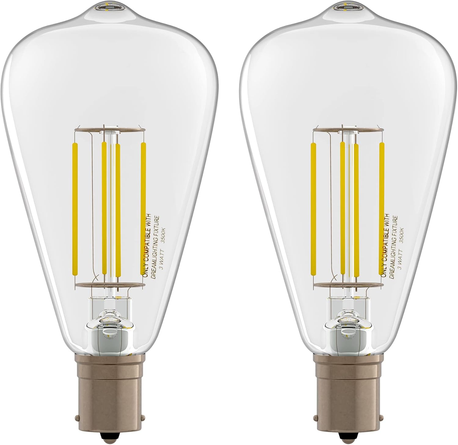 Dream lighting LED Edison Bulb 3W, 150 Lumens, Neutral White 3500K, LED Vintage Replace Globe Dinette Light Fixtures, Pack of 2