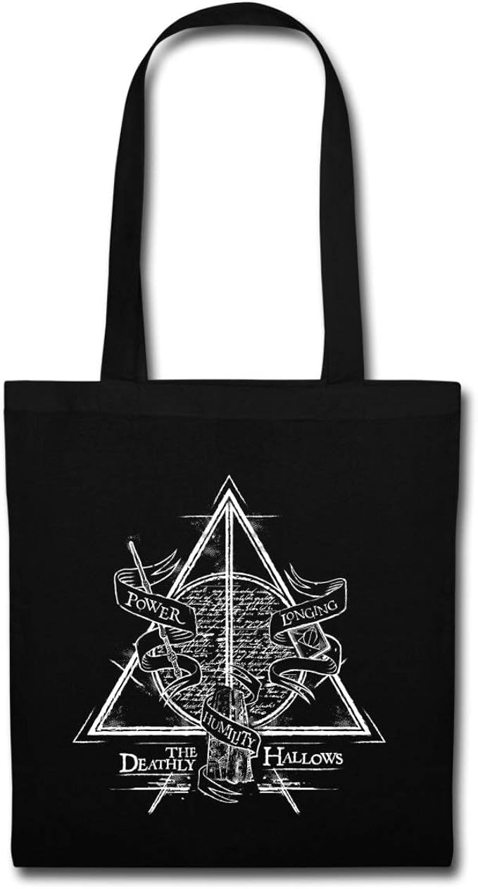 Spreadshirt Harry Potter The Deathly Hallows Tote Bag, black Amazon