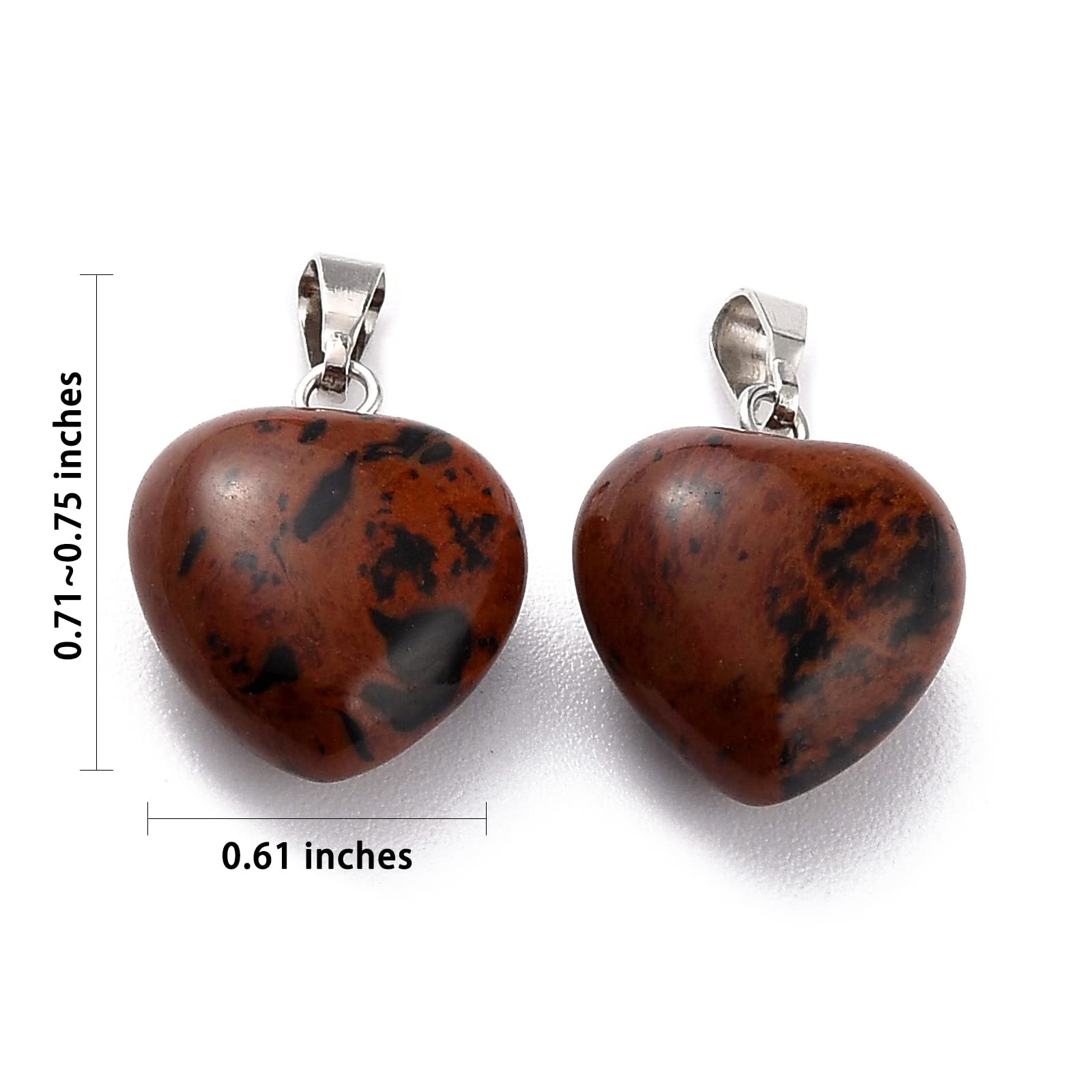 BEEFLYING 10 Pcs Natural Gemstone Heart Pendant Charms Mahogany Obsidian Charms Healing Stone Pendants for Jewelry Making Crafts Supplies - Image 2