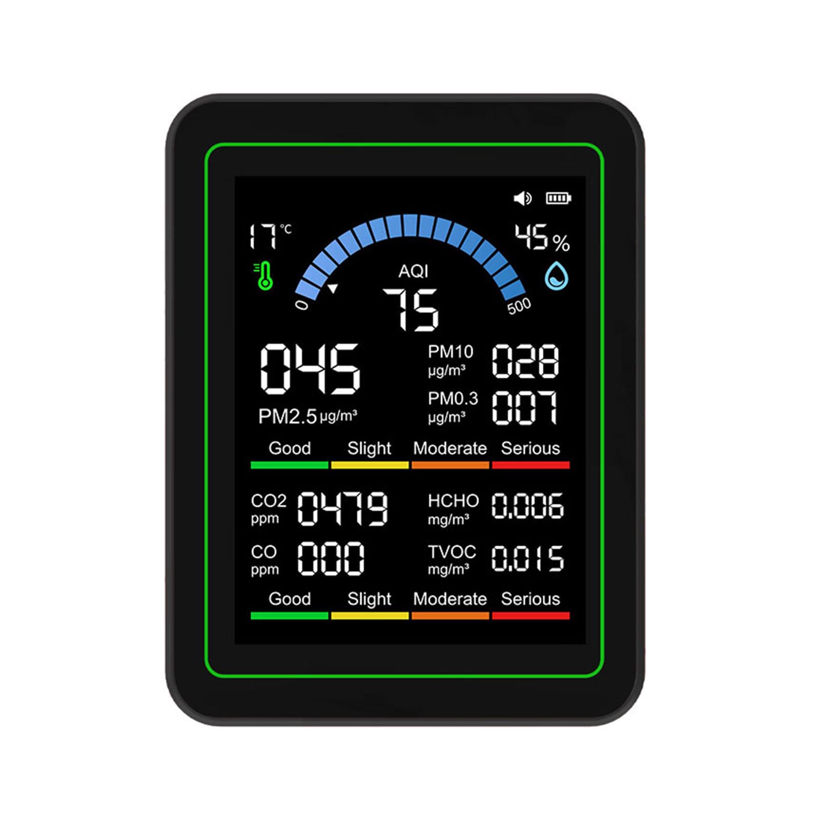 Air Tester Detects 8 Kind Air Pollutants CO2, TVOC Detectors, Formaldehyde Tester Temperature and Humidity Monitor Indoor