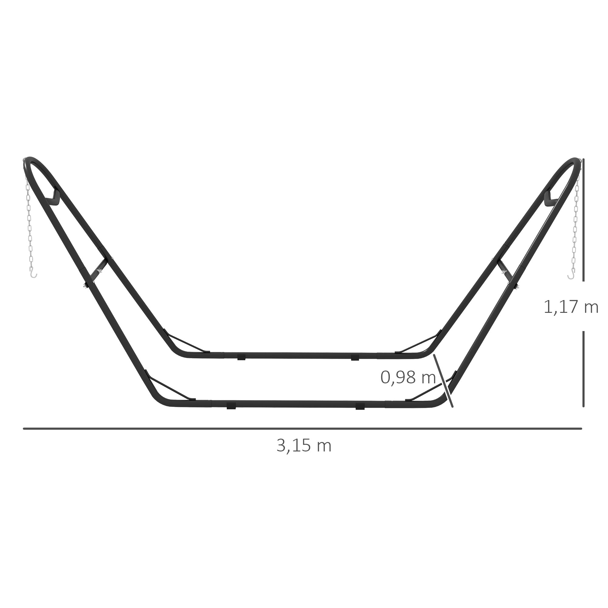 Outsunny Support de Hamac pour 2 Personnes, Cadre Métal Portable Réglable, Résistant aux Intempéries, Capacité 250 kg, Noir