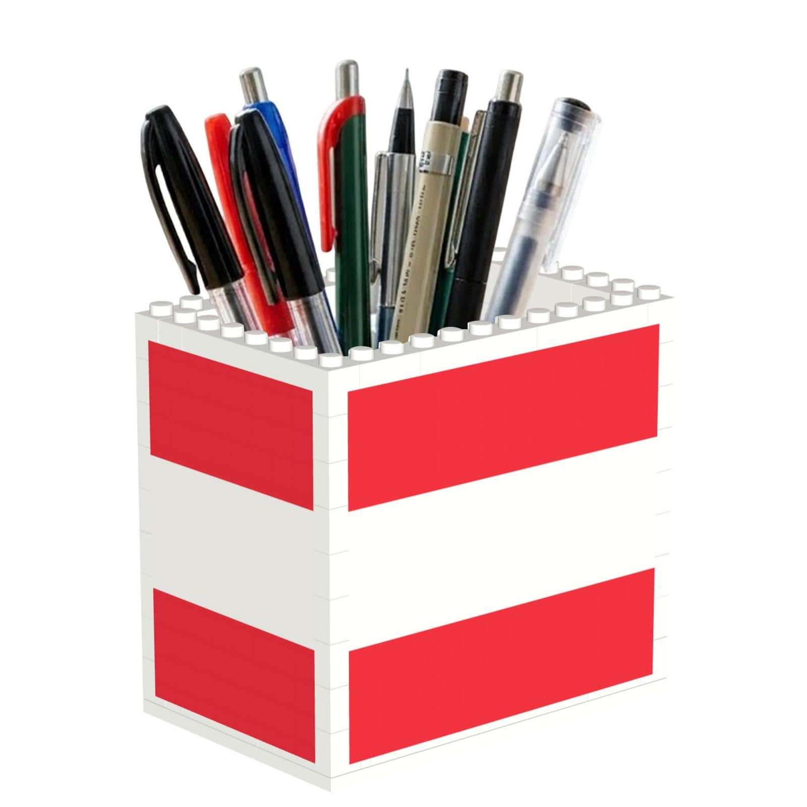 SXZVVBN Austrian flag Building Block Desk Tidy ABS Organiser