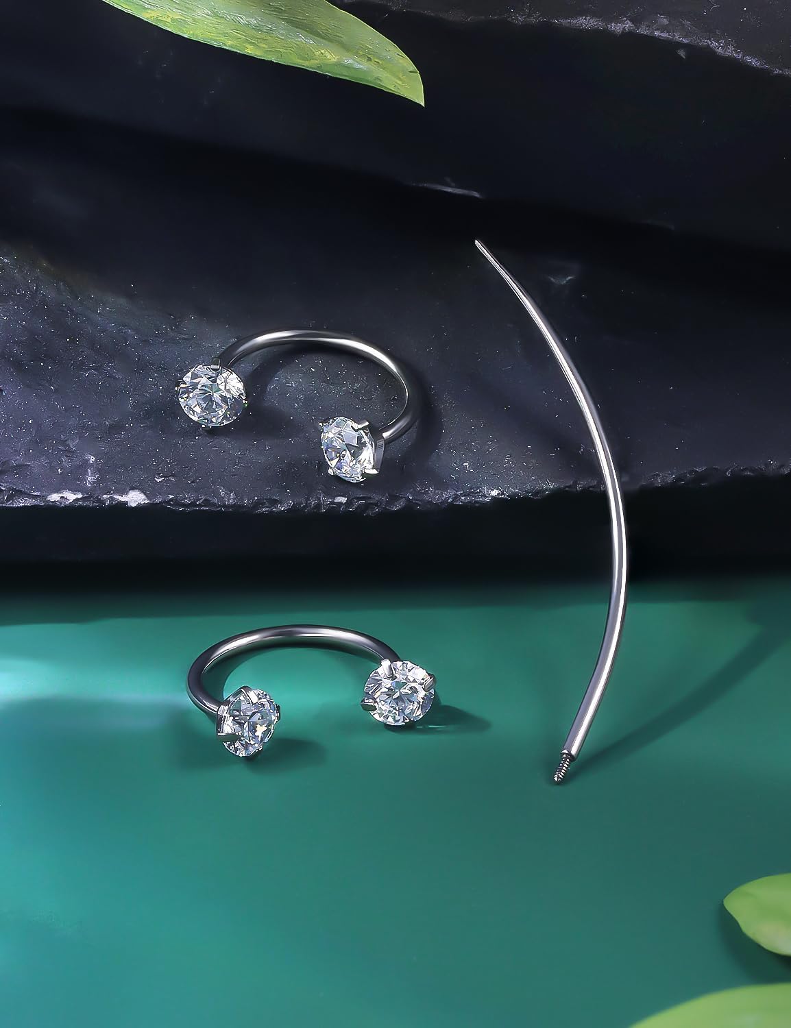 F136 Titanium 20/18/16/14g 8/10/12mm 10 Colors CZ Horseshoe Nose Ear Septum Lip Rings Piercings Jewelry Cartilage Tragus Helix Daith Earrings for Women Men - Image 2