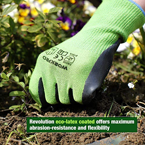Workpro 2 Pairs Garden Gloves, Working Gloves With Eco Latex Palm Coated, Works Gloves With Touchscreen For Weeding, Digging, Raking And Pruning(L) #TOP1