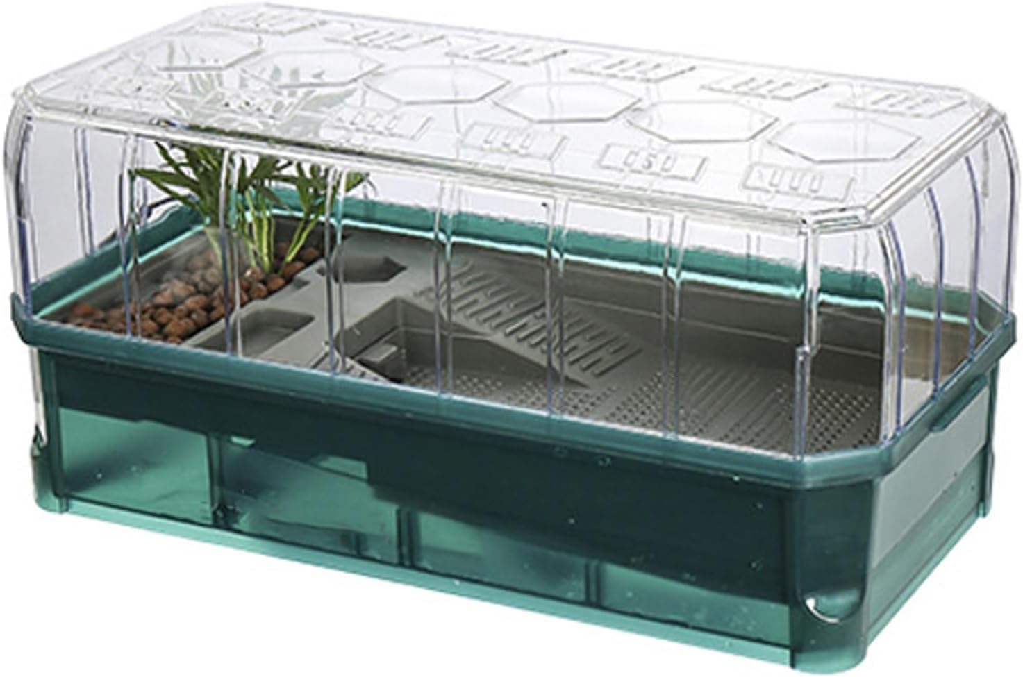 Kit De Hábitat con Plataforma For Tomar El Sol, Recinto Completo For Principiantes Tortugas Acuáticas Filtro Cascada Y Bomba Agua For Reptiles Mascotas(Green Without Light,Large)