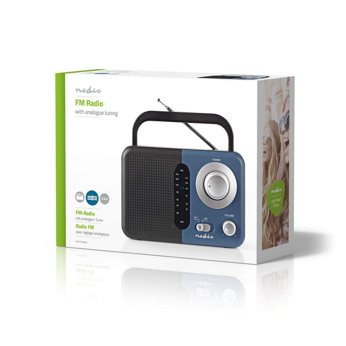 Nedis Radio FM 2.4 W Poignée de Train nsport Noir/Gris