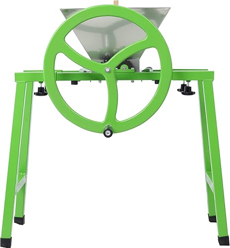 Miniatura 3 de Molinillo de exprimidor manual con soporte 7L, trituradora de frutas portátil con rueda Rascador de frutas de acero inoxidable Pulper para prensado