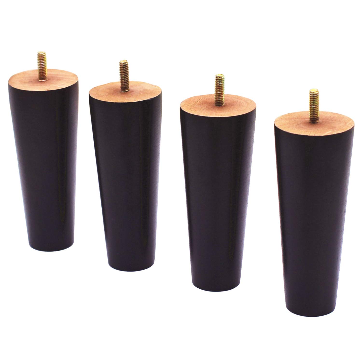 WEICHUANRound Solid Wood Furniture Legs for Sofa Couch Chair Ottoman Loveseat Dresser Table Cabinet Legs Furniture Feet Replacement(6" Set of 4)