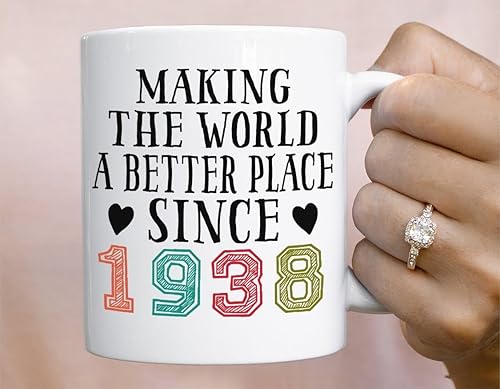 Miniatura 4 de Taza de café, regalo de cumpleaños número 86 para hombres, mujeres, haciendo del mundo un lugar mejor desde 1938, Día de la Madre, Día del Padre,
