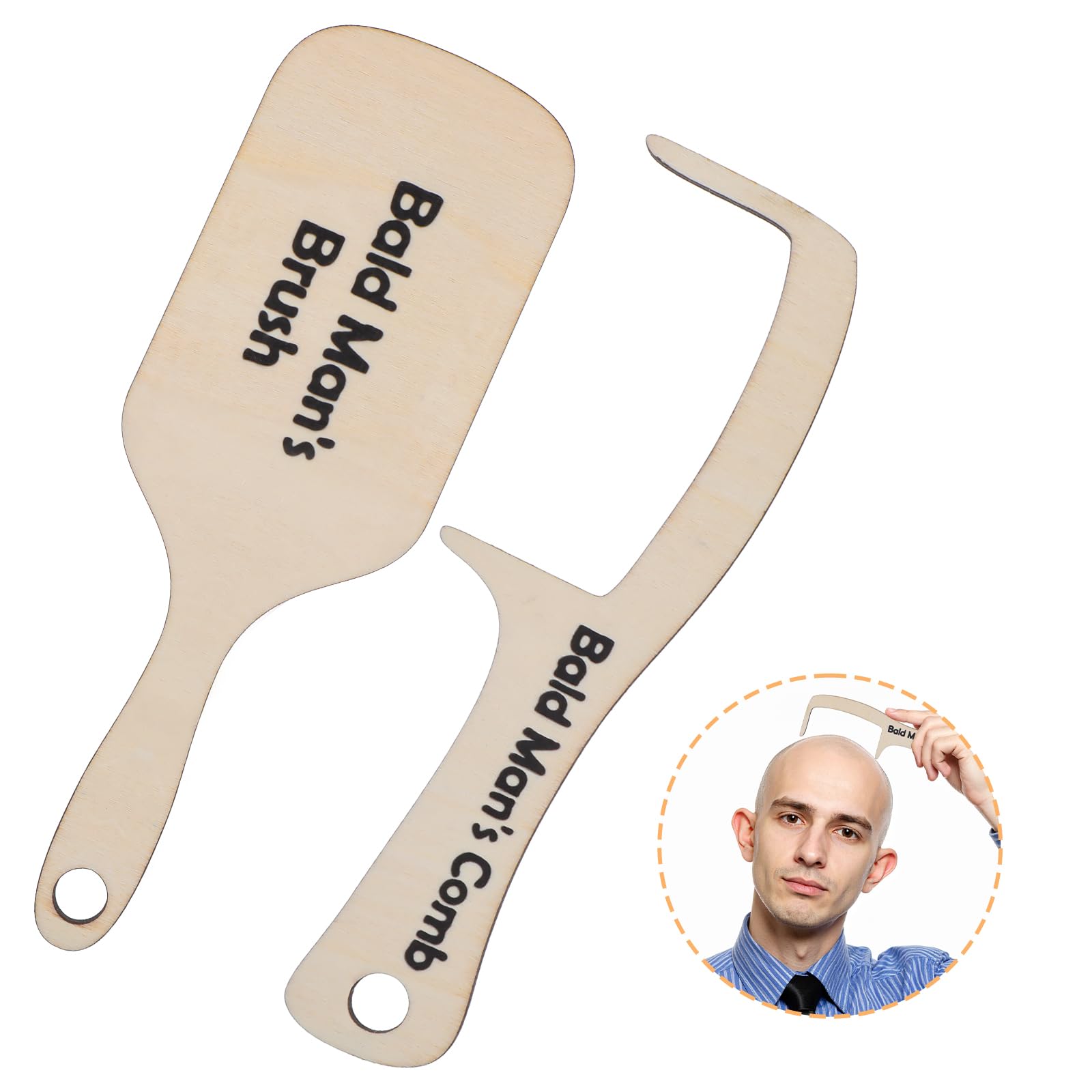 2PCS Funny Bald Man's Comb and Brush Toothless Brush Comb