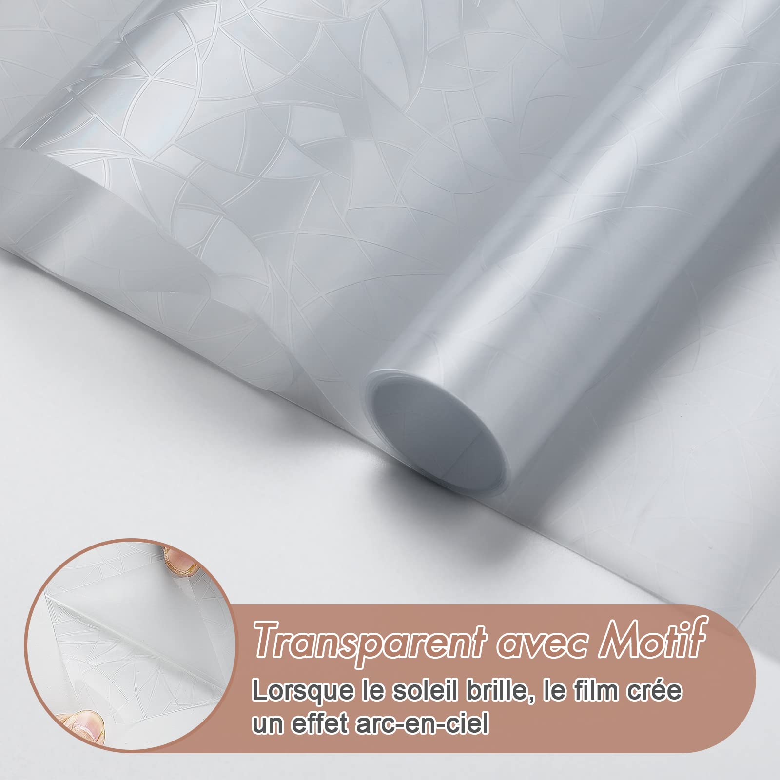 Haton Film Electrostatique Vitre Effet Arc-en-Ciel, Film Fenetre Anti Regard Décoratif, Brise Vue Fenetre 3D Anti UV, Films Occultant Fenêtre Idéal pour Chambre, Bureau, Cuisine, Maison, 90x400cm | Film adhésif 3D autocollant pour fenêtre - Sans colle - S