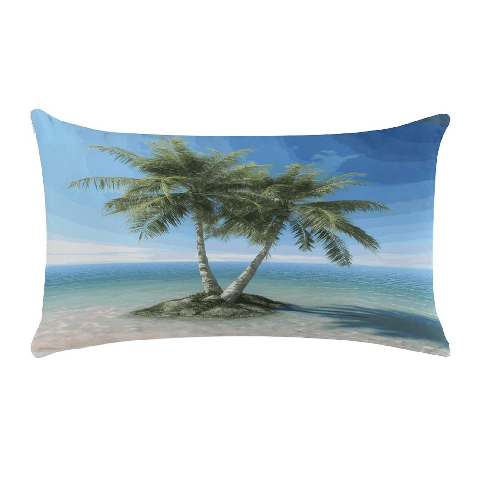 Sea Palm Trees Pillow Cover Super Soft Pillowcase Luxury Cozy Fuzzy Velvet Pillow Shams Breathable Standard Pillow Cases with Zipper Wrinkle-Free Pillow Cover 12 "×20 "