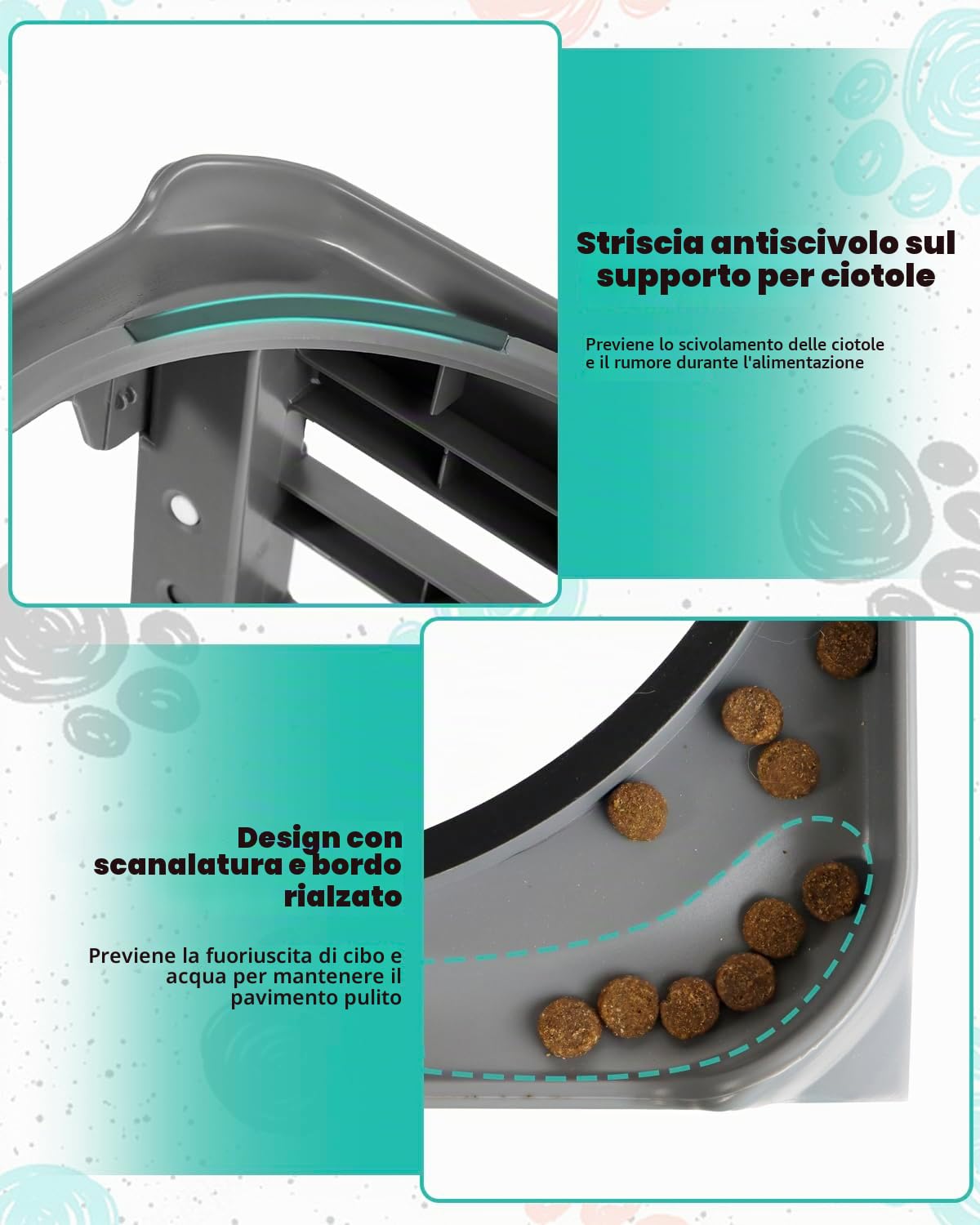 Ciotole per cani rialzate con 4 altezze regolabili, con ciotole per alimentazione lenta e ciotola per acqua per cani, ciotola per cibo e acqua per cani di taglia piccola, media e grande