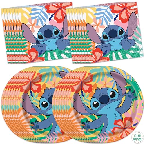 Unique Stitch Plates and Napkins for 16 | Lilo and Stitch Birthday Party Decorations | Stitch Birthday Decorations | Officially Licensed