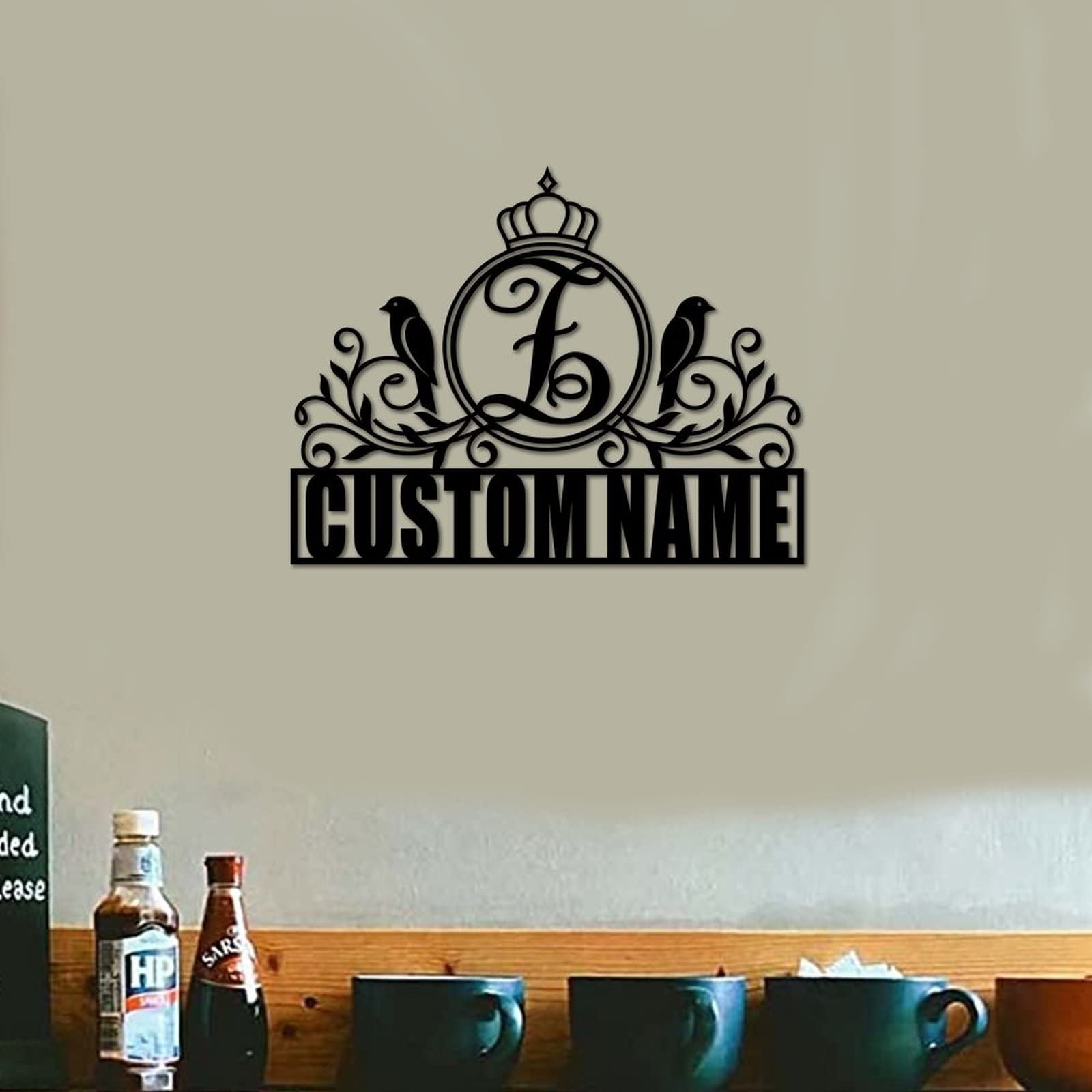 Panneau en métal avec monogramme personnalisé de 45 cm pour décoration murale - 8