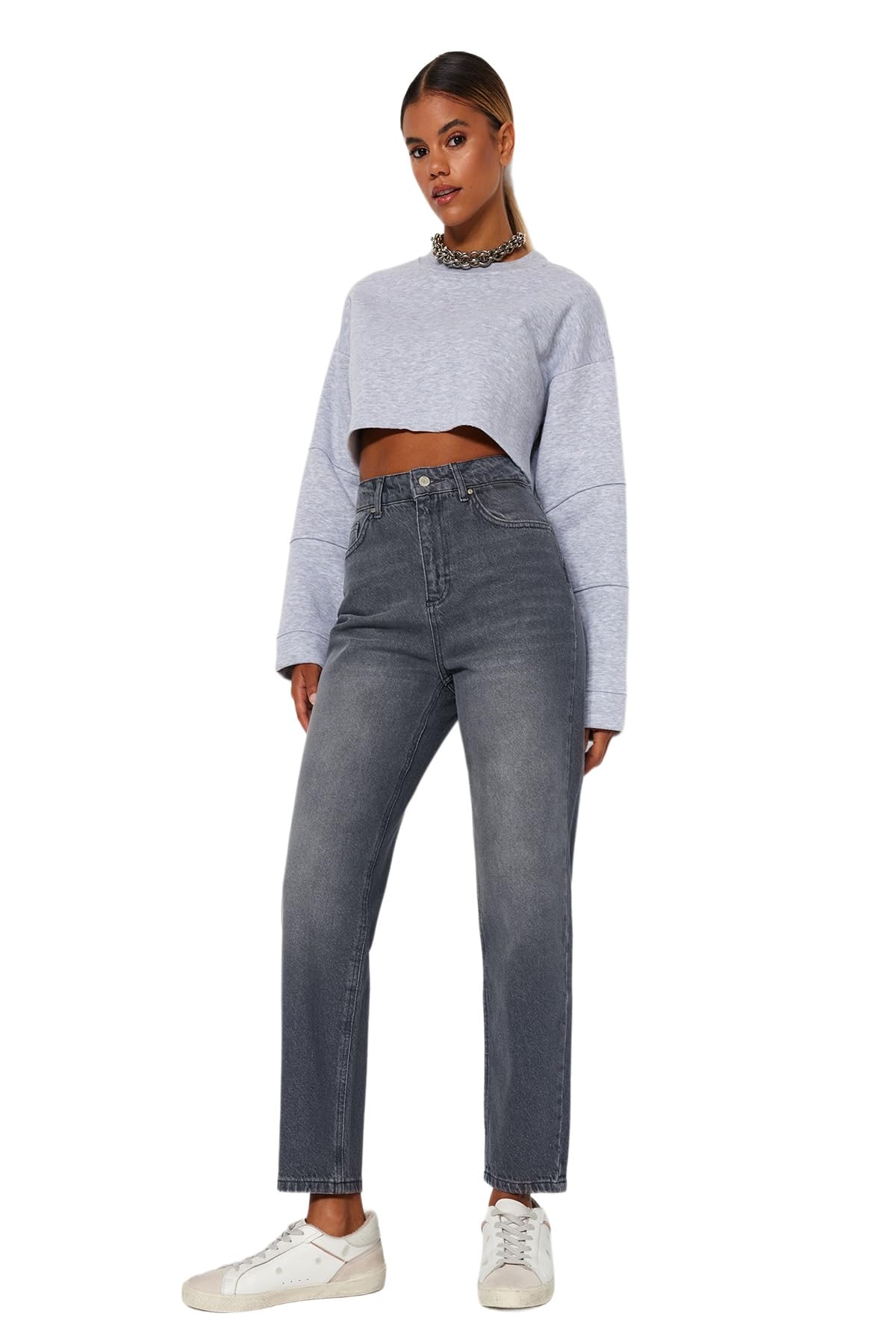 Trendyol Damen Gerade Mama Hohe Taille Jeans – Bild 2