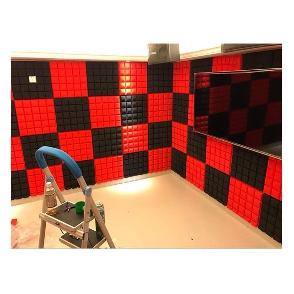 NEECS Decoración del Hotel Algodón Absorbente de Sonido, Paneles acústicos de Oficina empresarial Estación de TV Sala de reuniones Espuma insonorizada 10PCS (Rojo) (Azul)
