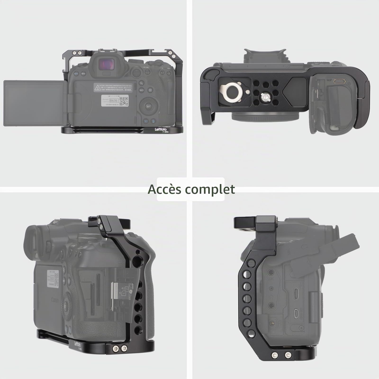 Cage complète pour appareil photo Canon R5 R6 sans miroir, extension de montage de microphone, support de lumière, accessoires de filmage avec griffe