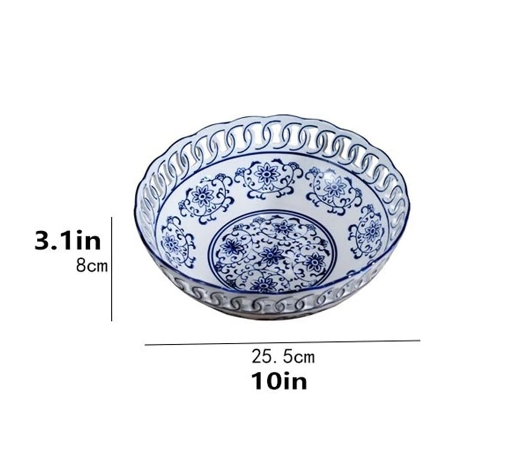 Corbeille à Fruits Chinoise rétro Creuse en céramique, Assiette à Fruits, Salon, Maison, Rond, Porcelaine, Bol à Bonbons décoratif, Corbeille à Fruits, Rangement de Bureau
