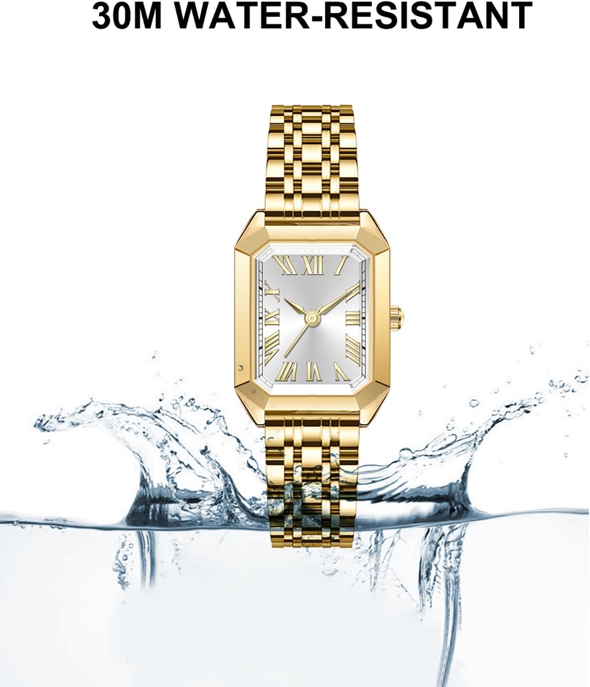 Women's Vintage Gold Watch - Roman/Arabic Numeral Dial Options, Adjustable Alloy Bracelet, 3ATM Water Resistant Quartz Movement with Resizing Tools - Image 6