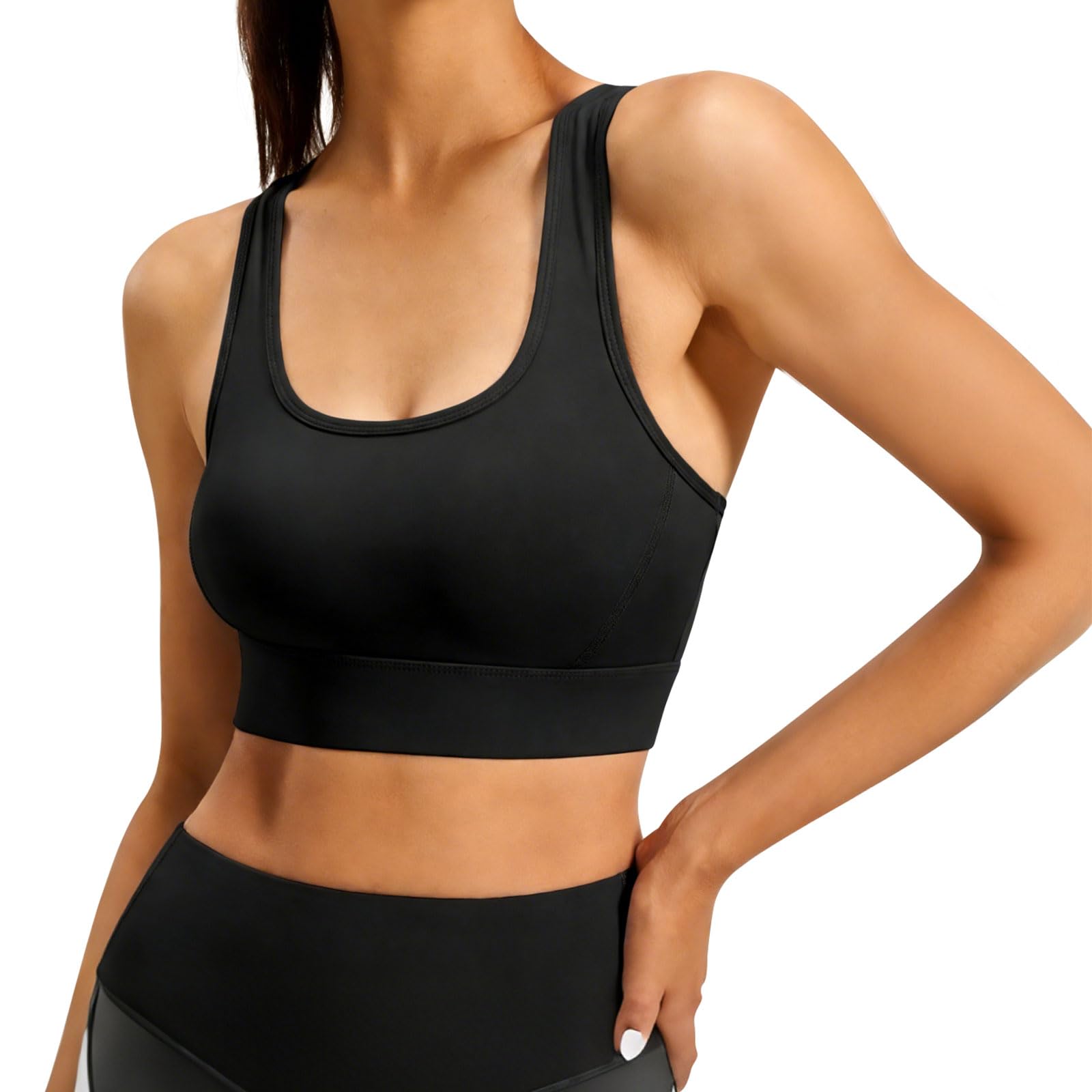 SCCGKP High Impact Sports Bras for Women High Support Racerback Sports Bra Workout Bras for Yoga Gym Workout Fitness (UK, Alpha, M, Regular, Regular, Black)