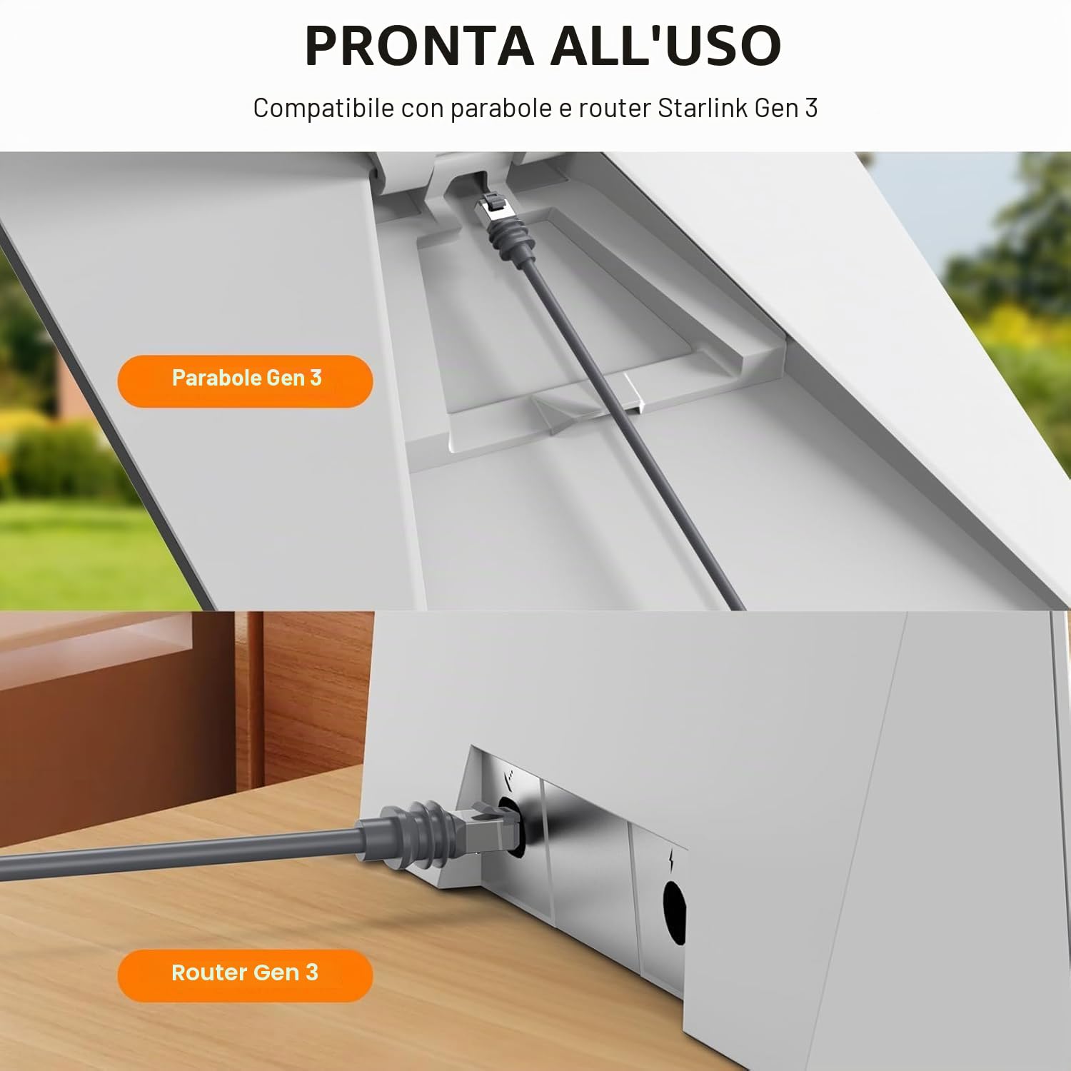 Starlink Gen 3 - Cavo di prolunga impermeabile Starlink per Starlink Standard Actuated Gen 3 / Satellite V3, ricambio Starlink Ethernet Gen 3