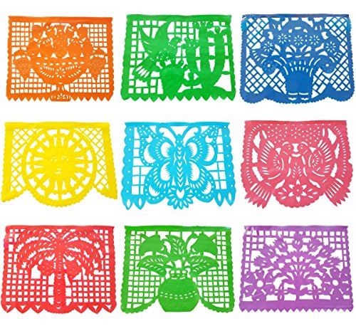 Papel Picado Plastic Banner (15 Feet Long) Mexican Papel Picado Banner Mexican Party Supplies, Coco party, Coco movie, mexican party decorations, cinco de mayo decorations, taco party, mexican decor