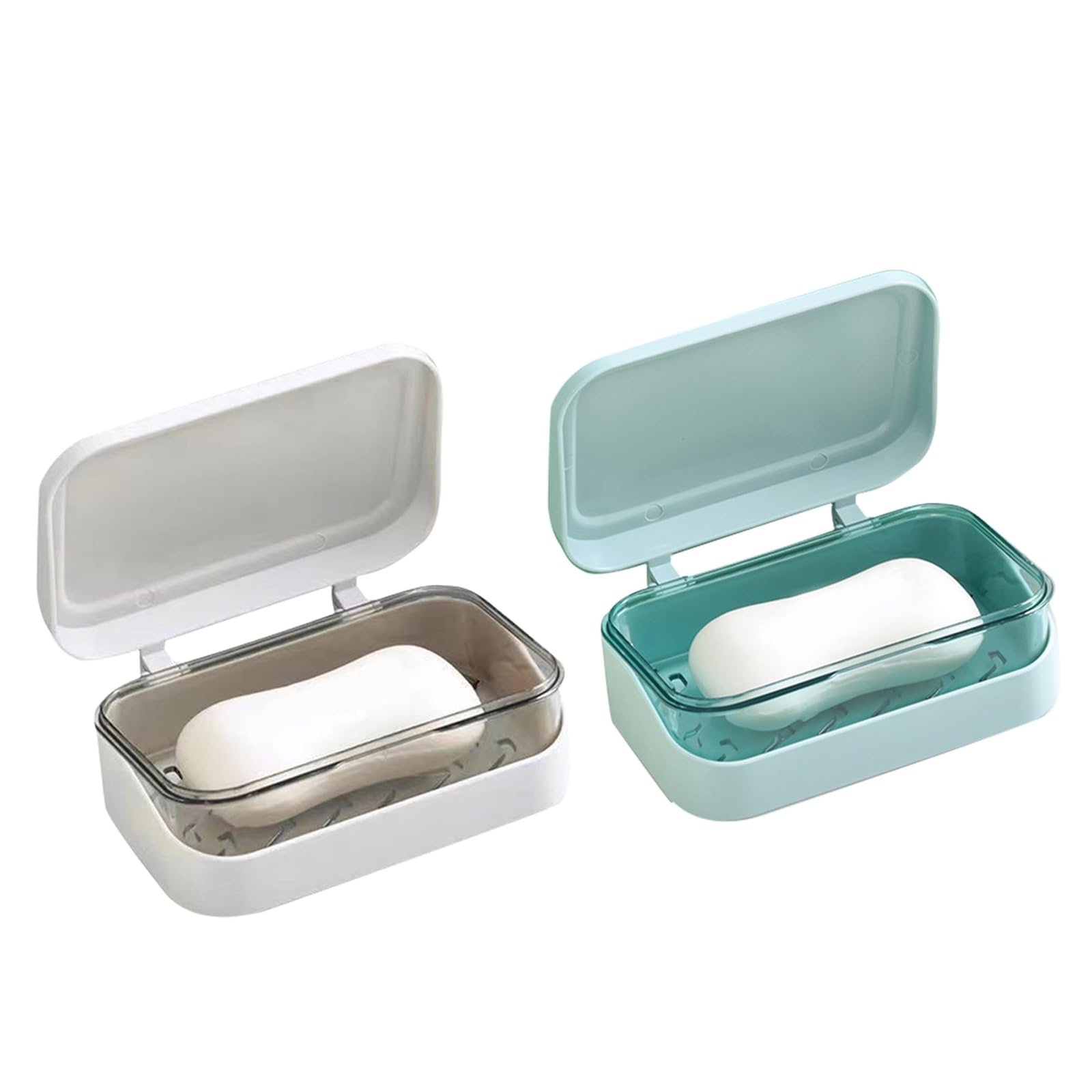 2pcs Soap Holder Box Travel Portable Bar Soap Container Leakproof Soap Storage Case Plastic Soap Dish with Lid Cover for Shower Bathroom Kitchen Sink Camping Travel Hiking Outdoor