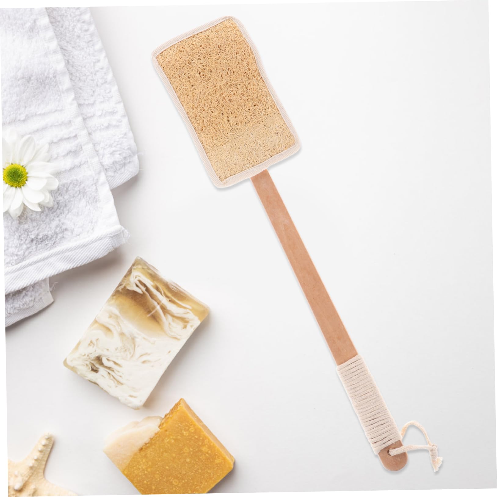 Cepillo de Espalda de Lufa Mango Largo de Madera para Ducha