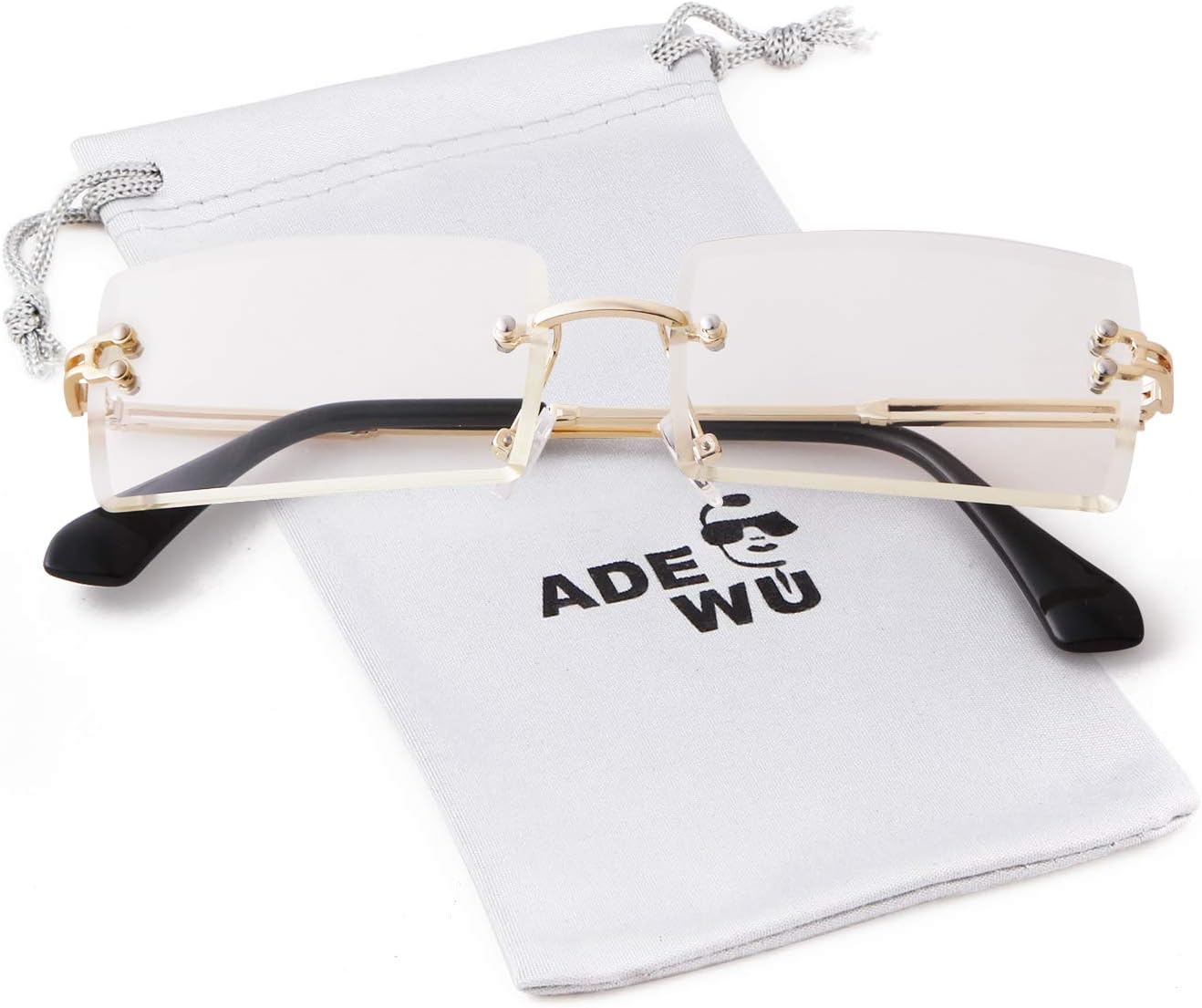 ADE WU Vintage Rimless Sunglasses for Women Men 90s Fashion Frameless Rectangle Tinted Sun Glasses Unisex Stylish - Image 7