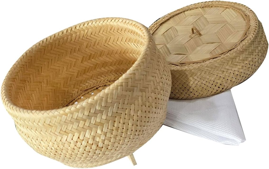 Thai Sticky Rice Steamer Basket 7" – 100% Natural Bamboo | Traditional Handmade Sticky Rice Cooker | Asian Kitchen Tool for Authentic Thai & Lao Cuisine Dept3.50 x Diameter 7.00 x Height 5.00 inches