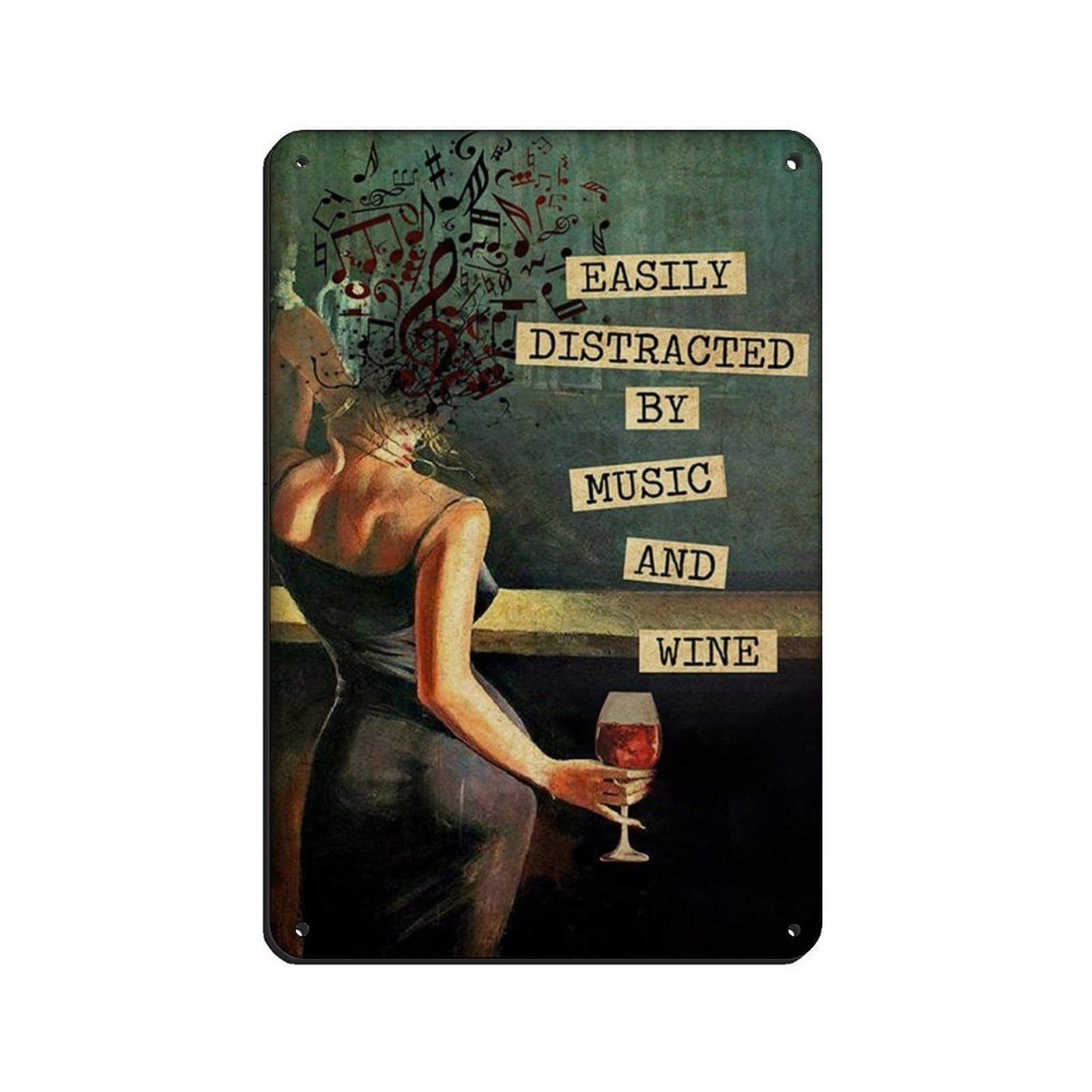Girl And Wine Lover Poster Tin Sign Vintage Metal Pub Club Cafe Bar Home Wall Art Decoration Poster Retro 8x12inch(20x30cm)