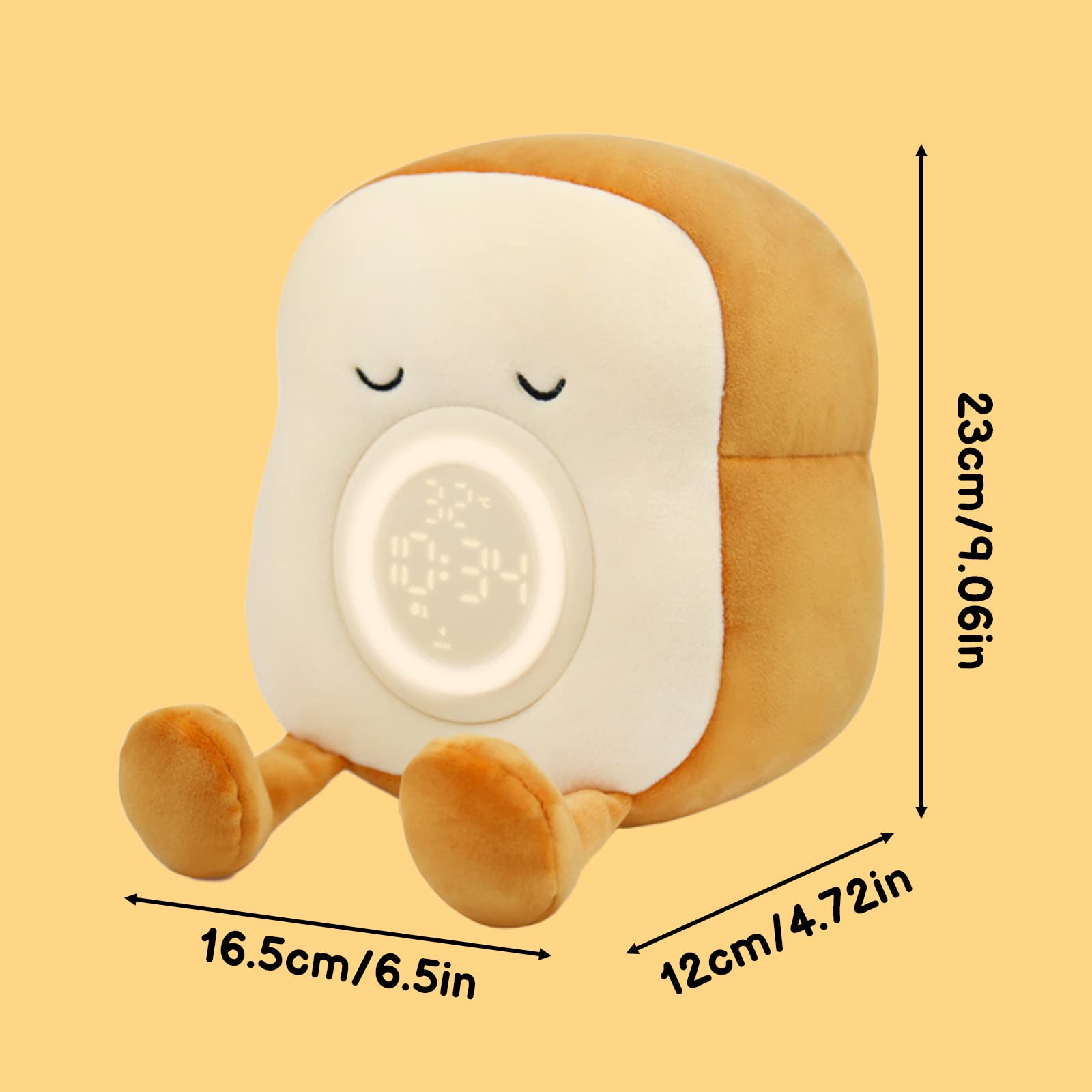 Reloj Despertador para Niños, Lámpara de Luz Nocturna, Lindo Juguete de Peluche, Reloj Despertador para Entrenamiento del Sueño con Soporte para Teléfono, Luz de Despertar Recargable