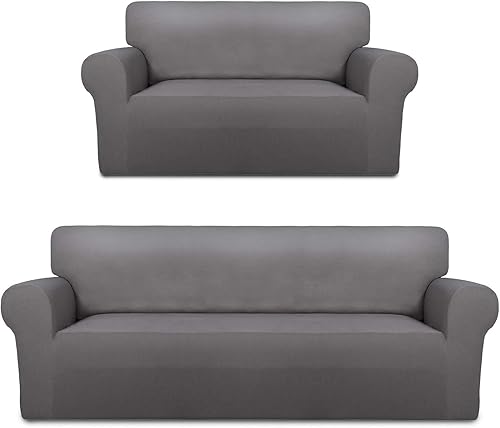 PureFit Funda para sofá biplaza, incluye forro polar gris claro